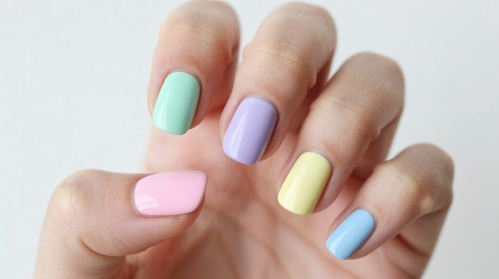 3. Pastel Skittle Nails