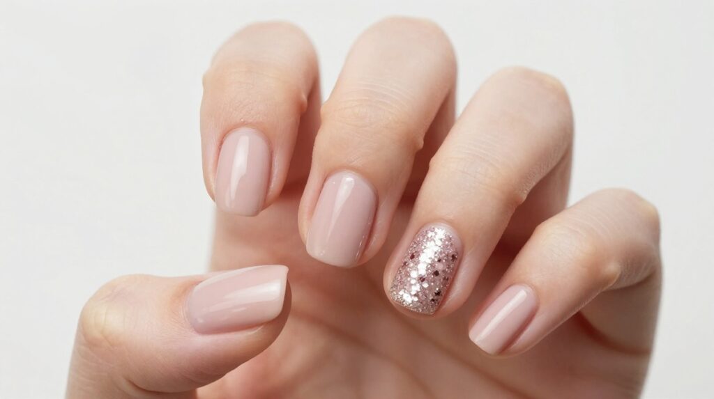 7. Glitter Accent Nails