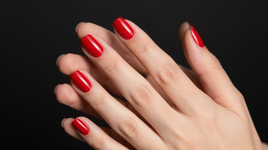 8. Short Red Nails