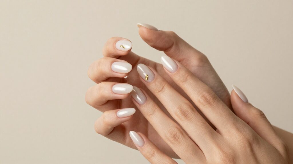 3. Milky White Luxury Nails