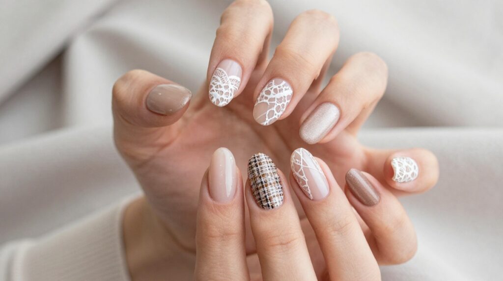 8. Textile-Inspired Nails
