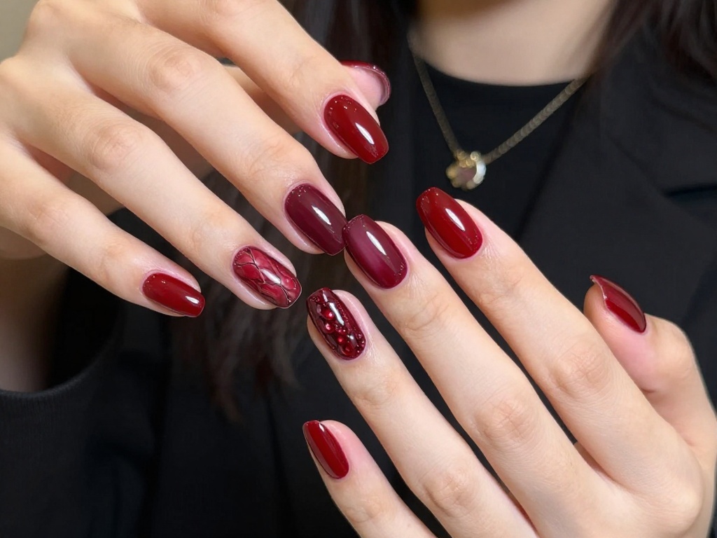 10. Deep Red Luxury Nails