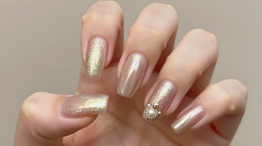 11. Champagne Shimmer Nails