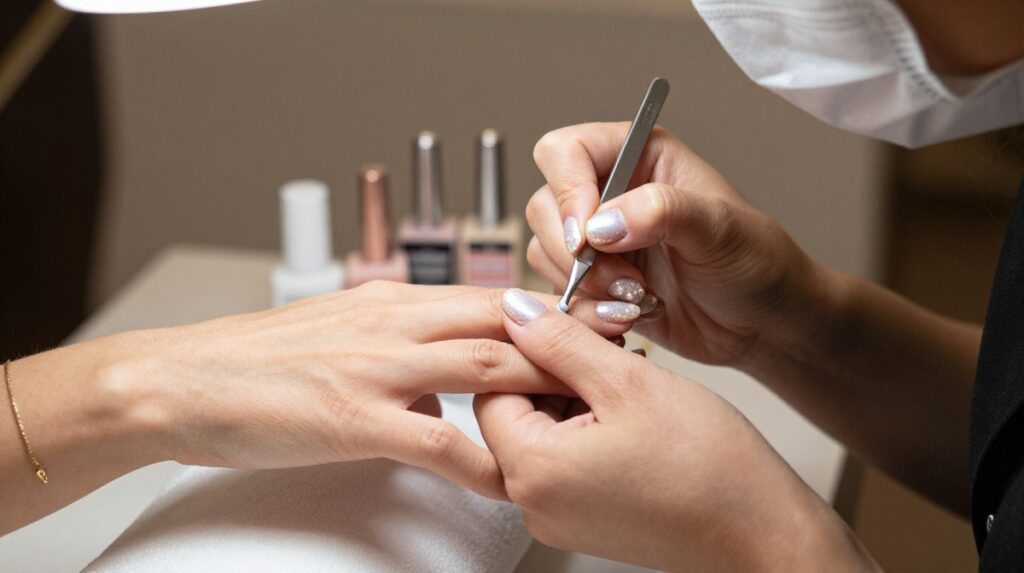H3 – Salon Pearl Chrome Nails: