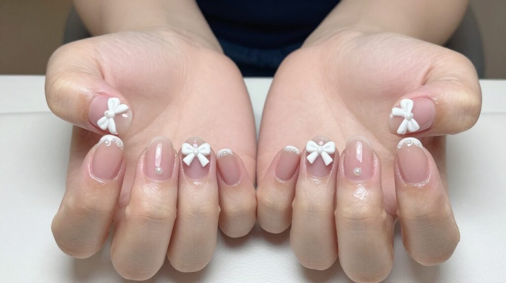 9. Korean Bow Nails