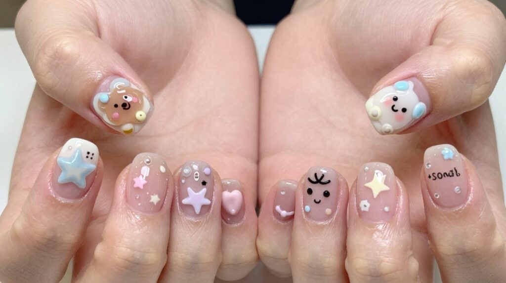 12. Cute Character Nails