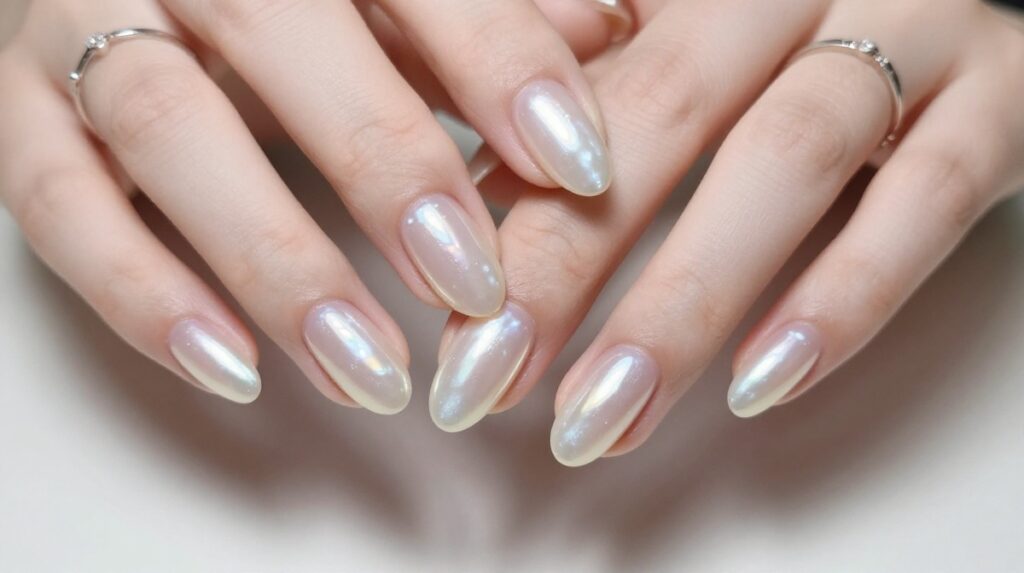 1. Pearl Chrome Nails