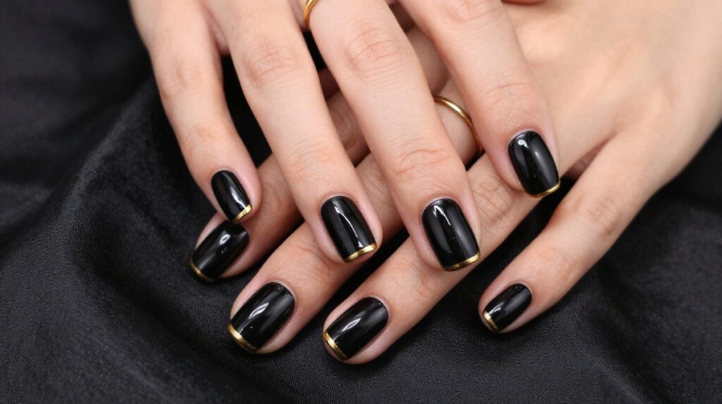 4. Glossy Black Nails