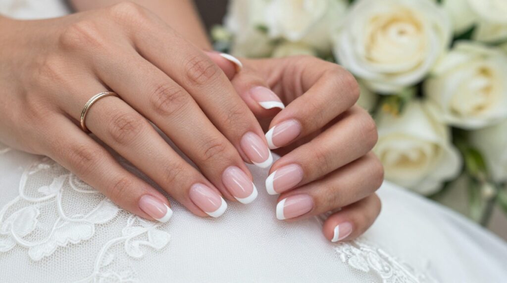 1. Classic French Tip Wedding Nails