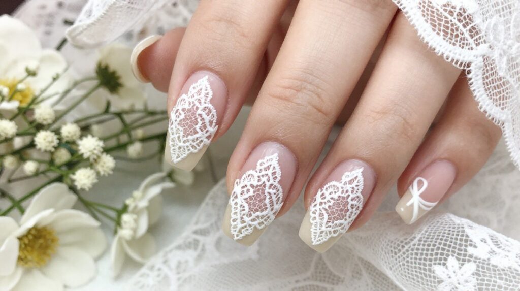 7. Lace-Inspired Nail Art