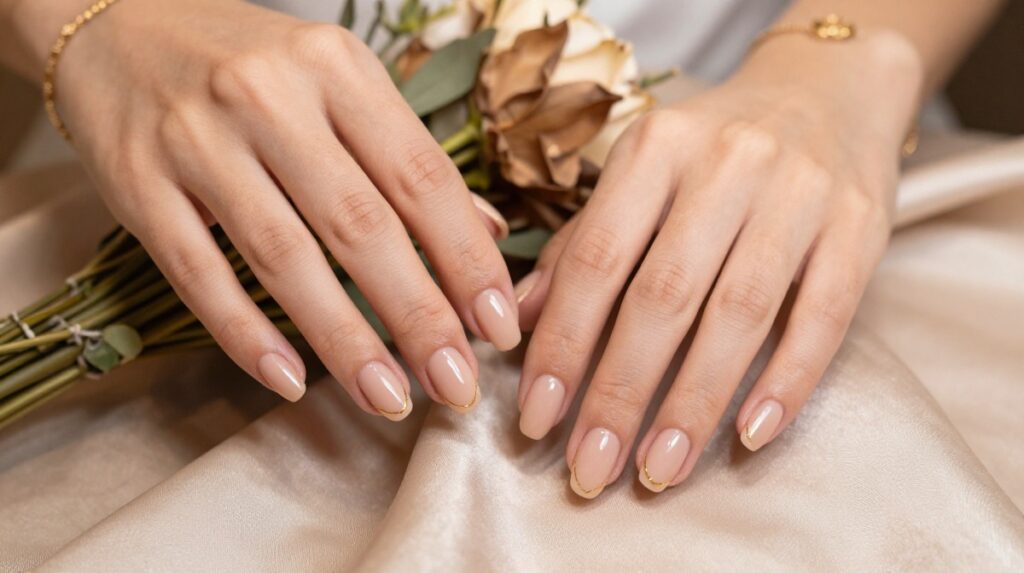 9. Gold Line Bridal Nails