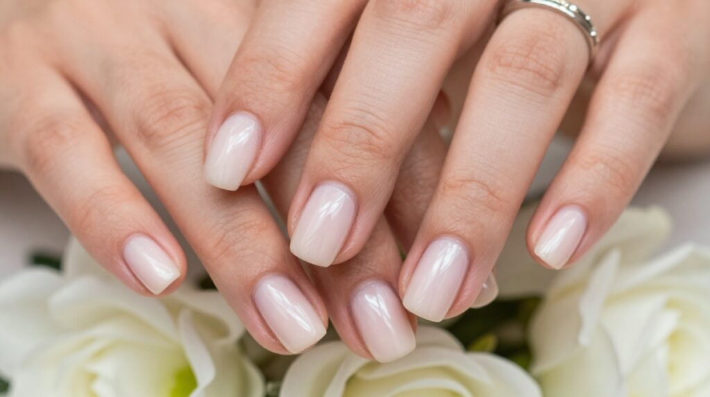 10. Short Elegant Wedding Nails